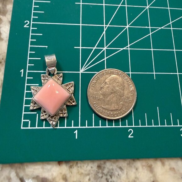 Ornate handcrafted Pink Queen Conch Pendant Sterling Silver Southwestern Gift - Picture 5 of 7